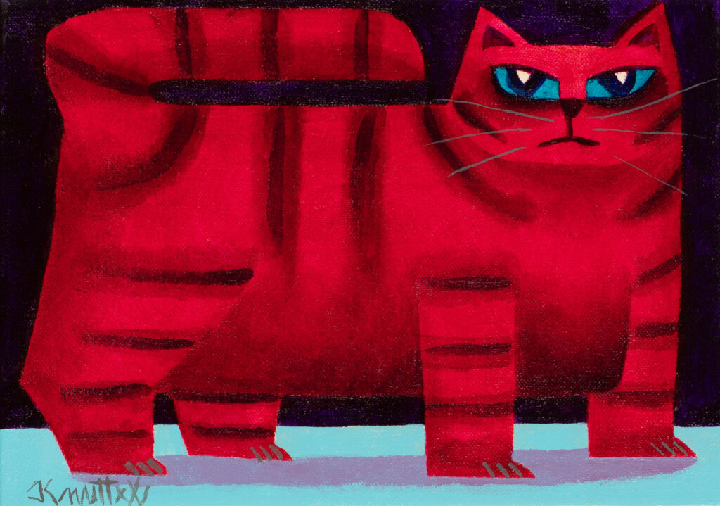 Graham Knuttel Red Cat Painting
